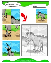 Puzzle Kes Yapıştır Çalışma Sayfaları